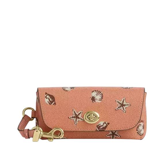 Coach Sunglass Case with Shell Print Coral Blush - Picture 1 of 4